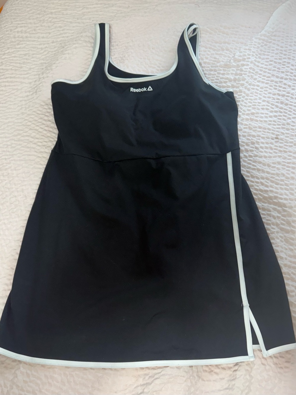 Reebok Black Athletic Tank Dress with White Trim with shorts